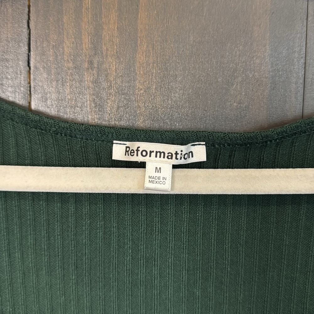 Reformation Square Neck Ribbed Top Green Size M - Picture 3 of 9